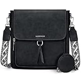 RAINSMORE Umhängetasche Damen Mittelgroß Handtasche Damen Crossbody Bag Leder PU Schultertasche Damen-umhängetaschen mit Breiten Schultergurten