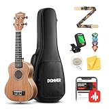 Donner Konzert Ukulele 23 Zoll für Anfänger Kinder Erwachsene Ukulele Starter Kit Mahagonieholz mit Nylon Saiten Hawaii Gitarre DUC200
