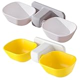 HAWILLOSCH 2 Stück Teiliges Katzenfutter Wassernäpfe mit Halschutz Abnehmbar Wandhängend Glatte Oberfläche Dualer Futterspender für Katzen für Trocken Nassfutter Gelb und Weiß Inklusive