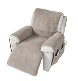 EBETA Liegesesselbezug Sesselbezug Sofa Armlehnenbezüge, Sherpa Husse für Relaxsessel Sesselschoner Sesselauflage, Schutzbezug Anti-Rutsch, Relaxsessel Bezüg (Sand, 76x231 cm)