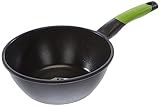 BRA Prior | Wok mit Griff, Aluminiumguss mit Antihaftbeschichtung, Schwarz, Durchmesser oben 24 cm, Durchmesser unten 13,2 cm