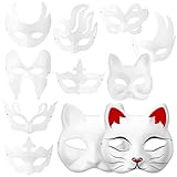 Operitacx 20 Stück Pappmaché-Masken Unbemalte Halloween-Maskenmaske Bemalbare Weiße Papiermaske Für Halloweenkostüme Maskenpartys Karneval Künstlerische Projekte
