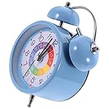 BESTYASH Luminous Cute Alarm Clock Leiser Nachttischwecker im Lovestil für Schlafzimmer und Büro Dekorativer Wecker Blau für Kinderzimmer