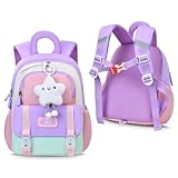 Tanou Rucksack Kindergarten für Mädchen, Ultra-leichte Kindergartenrucksack Mädchen, Niedlich Kita Rucksack mit Brustgurt für Vorschule Kindergarten, Lila
