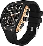 findtime Rechteckige Herrenuhr Cooles Design Kreative Herren Uhren Digital Analog Armbanduhr mit Timer Stoppuhr Doppelzeit 5ATM Wasserdicht Schwarz Rosegold Sportuhr Quarzuhr