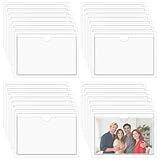 CNYMANY Transparente Klebetaschen, 9,1 x 12,7 cm, selbstklebend, entfernbar, für Karteikarten, Ordner, Regal, 32 Stück