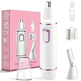 Nasenhaartrimmer Frauen, Nasenhaarschneider Ohrhaarschneider, 2 In 1 Professioneller Schmerzloser Nasen und Gesichtshaartrimmer, Dual Edge Klingen, IPX7 Wasserdicht, Einfache Reinigung
