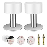 GZkushi 2 Stk Türstopper Wand, 304 Edelstahl Türstopper Selbstklebend, für Wandmontage zum Schutz der Türen, mit 2 Dehnschraube & 2 3M-Kleber(Weiß/Silber)