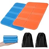 JIYIN 2 Set Faltbares Sitzkissen Outdoor, Kälte Nässe Schmutz Sitzunterlage Outdoor Kinder Sitzmatte Thermo Sitzkissen für Wandern Stadion und unterwegs Ausrüstung für Outdoor Reisen(Blau + Orange)