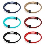 6 Stück Nautisches Armband Geflochtenes Seil Paracord Geflochten Set Verstellbares Freundschaftsarmbänder Handgefertigtes Marine Surfer Armband Herren Jungen Metallknoten Freundschaftsschutzarmband