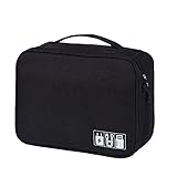 HCFGS Elektronische Tasche - Elektronik zubehör organisator - universal travel Kabel Organizer Tasche (Schwarz)