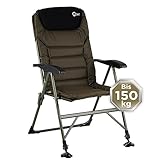 Q-Tac Angelstuhl 150 kg [Stabil, bequem & belastbar] Karpfenstuhl klappbar mit Verstellbarer Rückenlehne & extragroßen Schlammfüße - Anglerstuhl mit höchsten Sitzkomfort, Campingstuhl & Angler Stuhl