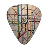 Subway Map Prints Gitarrenplektren - 12-teiliges Set mit 3 verschiedenen Stärken, geeignet für elektrische und akustische Gitarren
