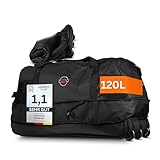 Große Reisetasche mit Rollen 120 L – Faltbare Rolltasche & Sporttasche XXL – leicht, robust & platzsparend – ideale Reisetasche zum Ziehen für Urlaub, Sport & Training (Schwarz)