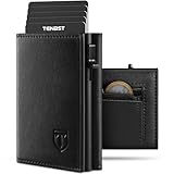 TENBST Geldbörse Herren mit RFID Schutz, Slim Wallet mit Münzfach, 10 Karten Portmonee Geldbeutel Herren, Magnetischer Wallets for Men, Kreditkartenetui Klein with Gift Box - Schwarz (Schwarz)