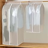 2PCS Lange Staubdichte Kleidersäcke, GQC Transparente PEVA Kleiderhülle Große Kleiderschutzhülle für Kleidung mit Reißverschluss Staubschutz Aufbewahrungstasche für Anzug Mantel T-Shirt Jacke