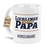Tassendruck Tasse mit Name personalisieren - Lieblings Bonuspapa - Geschenk für Papa zum Vatertag, Geburtstag, Weihnachten - Keramiktasse, 300 ml, Weiß