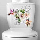 Toilettensitz Aufkleber Blumen Muster WC Deckel Aufkleber Selbstklebend Badezimmer Wandaufkleber Toiletten Abziehbilder Wasserdicht Toilettendeckel Sticker für Badezimmer Deko WC Zubehör
