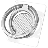 MonIdea Handy-Griff, Handy-Ringhalter, Fingerständer, faltbarer und verstellbarer doppelter Metall-Handy-Ringe, Greifer-Ständer für iPhone, Samsung und andere Handys, Silber