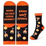 MEJOSER Aperol Geschenk Lustige Socken Damen Herren 36-42 Aperol Socke Witzige Bunte Socken Geschenke für Geburtstag Weihnachten Freundin JGA Wenn Du das Lesen kannst