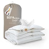 BEFA SOFT Daunendecke Ganzjahr 135x200 cm | Federbettdecke 90% Federn & 10% Daunen | atmungsaktiv & pflegeleicht | für Allergiker (NOMITE) | Tierwohl (DOWNPASS) | Oeko-TEX Klasse 1 | Made in Germany