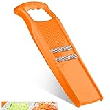 Börner Roko PowerLine Gemüseschneider • Streifenschneider für Obst & Gemüse • Julienne Schneider für feine Streifen • Gemüsehobel fein • Küchenhobel • Reibe (Orange)