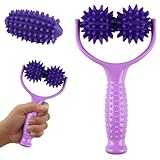 Massageroller mit Griff, Auswechselbare Selbstmassagerolle mit 3 Igelbällen – Für Beine, Füße, Rücken, Arme, Schultern und Muskelschmerzen, Massagegerät mit Fascia-Ball und Fußmassage-Funktion (Lila)