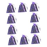 VANZACK 10 Stück Lavendel Duftbeutel mit Getrockneten Lavendelblüten Natürlicher Aromabeutel für Schrank Auto und Schuhschrank Atmungsaktives Stoffsäckchen für Langanhaltende Frische und
