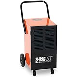 MSW Luftentfeuchter 75 m² 60 l/24 h und 600 m³/h mit Griff und Rädern Bautrockner Raumentfeuchter