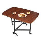 TouTToNG Esstisch klappbarer Küchentisch Multifunktions Esszimmertisch mit 6 Rädern 120 * 80 * 75cm (Braun)