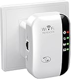 WLAN Repeater, 300Mbps, Signalverstärker mit WPS-Taste, Reichweitenverlängerung für Innen und Außen, Weiß