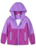 LAUSONS Kinder Regenjacke Wasserdicht Mädchen Softshelljacke Outdoorjacke Leichte Windjacke Regenmantel mit Kapuze Lila 158-164/Größe 160
