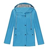 NSICBMNO Wasserdichte Jacken für Damen, Übergröße, Regenmäntel, lange Trenchcoats, leicht, Outdoor, wasserdichte Jacken, Kapuzenregenmantel mit Taschen, Funktionsjacke, Kordelzug, Regenmantel