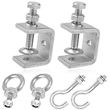 6 Stück Edelstahl C-Zwingen Set, C Klemme 30mm Klemmbereich ist 0-25mm mit 2 Edelstahl Haken und 2 Ringschrauben, C Klemme Klein Einstellbar C-Zwingen für Holzarbeiten Schweißen Tischlerei