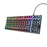 Trust Gaming Tastatur mit TKL-Design GXT 833 Thado - Beleuchtete Tastatur mit Deutsches QWERTZ Layout, Anti-Ghosting, Mehrfarbige LED-Beleuchtung, 12 Media-Tasten, USB Plug & Play, PC/Laptop