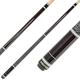 Robertson Pool Billard Queue Modell R-1, 2 teiliger Billardqueue mit Leinengriffband, Cue Länge 147 cm, 13 mm Profi Klebeleder, Edelstahl Schnellverschluss, Ahornholz, schwarz, inkl Gewindeschutz