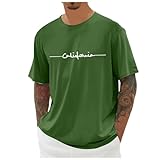 Herren Tshirt Oversized Kurzarm Rundhals Sommer Mode T-Shirt mit City Buchstaben Modern Regular Fit Bequeme Streetwear Round Neck Mit City Print Tops Shirt Männer Outdoor Sportshirts Freizeithemd