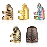 Abeillo Fingerhut 5 Stück Einstellbare Fingerhut Nähen, Retro Fingerhut Metall Finger Schutz Fingerhut Sewing Thimble Ring Fingerhut zum Nähen Stickerei Handarbeiten Handnähen