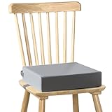 HVIERO Sitzerhöhung Stuhl Kind PU Waschbar Zerlegbar Sitzkissen Kinder Stuhl mit 2 Sicherheitsschnalle Gurt Rutschfeste Stuhlerhöhung Kind für Esstisch Baby Booster Seat (Grau)
