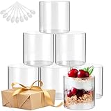 Kulamo (6 Stück Dessertgläser Set, 300 ml, groß, transparente Dessertschalen aus Glas für Tiramisu, Panna Cotta, Eis, Pudding, Joghurt-Müsli, und Schichtdesserts