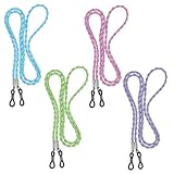 Amabro 4 Stück Leder Brillenbänder,brillenband mehrfarbige Brillenhalter Lanyards Brillenkette für Damen und Herren Brillenbandhalter geflochtene Zubehörkette um den Hals(Green+Pink+sSky blue+Purple)