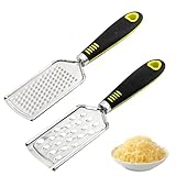 ​​Homiladi Käse- und Ingwerreibe | 2 Stück Küchenhandreibe & Zester mit rasiermesserscharfer | Flacher Edelstahl-Zester & Reibe für Käse, Knoblauch, Zitrone, Ingwer, Muskat, Kokos, Karotte, Schokolade