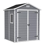 Keter Manor 6x5DD Gartenhaus wetterfest 4.8m³, Kunststoff, Outdoor, Außenmaße: BxTxH:185x152x226cm, Innenmaße: BxTxH:169x138x219cm, grau