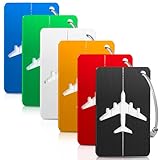 Kofferanhänger Flugreise 6 Farben Aluminium Kofferschilder Anhänger Adressanhänger Koffer mit Edelstahldrahtschlaufe Wasserdichte Luggage Tag Gepäckanhänger aus Metall für Koffer Namensanhänger