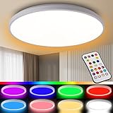 NEEMOSI LED Deckenleuchte Dimmbar 24W with RGB Farbwechsel, Ø30cm Deckenlampe mit Fernbedienung für Schlafzimmer Badezimmer Wohnzimmer Kinderzimmer, 3000-6000K Decke Lampe Warmweiß Kaltweiß (Rund)