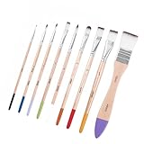 9pcs Professional Pinsel Pinsel Nylon Borstenpinsel Für Künstler Anfängeröl Acryl Aquarell Rock Leinwand Malerei