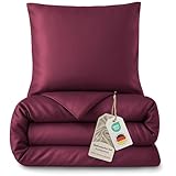 LAYNENBURG Premium Lyocell Bettwäsche in 135x200 + Kissenbezüge 2X 80x80 cm - 100% Lyocell Tencel aus u.a Eukalyptus – Oeko-TEX 100 - kühlende Sommer-Bettwäsche mit Reißverschluss (Bordeaux)