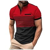 DBMZV Herren große Größen Übergrößen Polohemden Menswear Poloshirts Basic gekämmte Baumwolle Sportshirts Atmungsaktives Poloshirt, Kompressionsshirt Herrenhemden Gym Tank top(Rot,S)