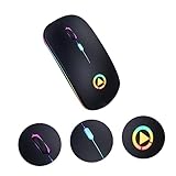 LABRIMP 1Stück Kabellose RGB Stille Wiederaufladbare Funkmaus mit Lumineszierendem Design für Büro und Kompatibel mit PC und Laptop