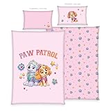 Herding Kleinkindbettwäsche Paw Patrol, Kopfkissenbezug ca. 40 x 60 cm mit Hoteleinschlag, Bettbezug ca. 100 x 135 cm, Mit Knopfleiste, 100% Baumwolle, Rosa